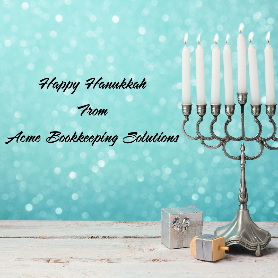acmebkpsol's tweet photo. Happy Hanukkah for Acme Bookkeeping Solutions LLC.
#acmebookkeepingsolutions #4smallbiz #smallbusiness #businessowners #quickbooksconsulting #quickbooksonline #payroll #newbusiness #commercetaxreturns #salesusetax #businessexpenses #expensereport #bookkeeper #bookkeeping https://t.co/Cqb1EnOKSF