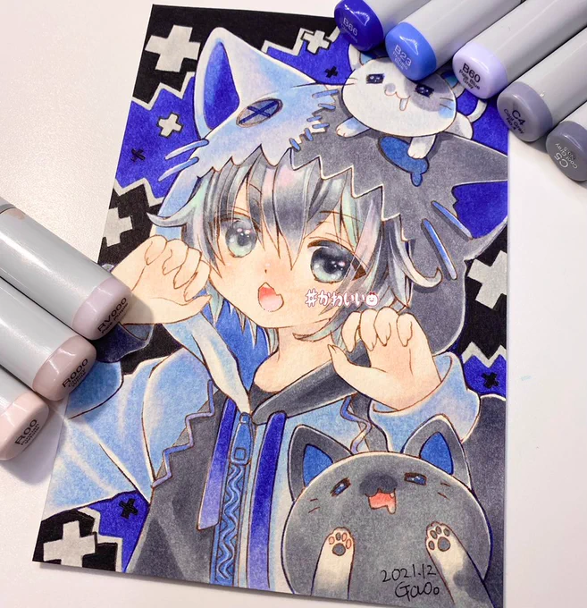 #アナログ絵 は良いよ〜楽しいし( ・▽・)><( ・▽ ・ )完成後に手元に原画がちゃんとあるし何より世界に一つ!!お宝だよ。☆。.:*・゜ 