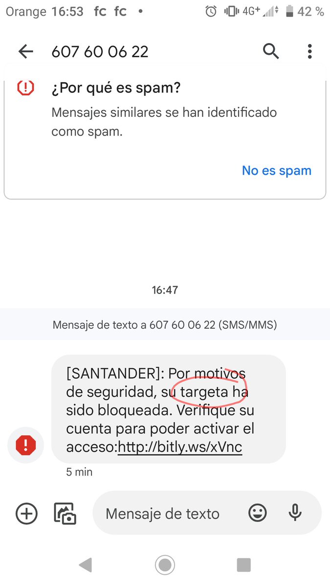 Ejemplo de timo. Y diría: "Hijo, y esta es la razón por la que es importante no cometer faltas de ortografía, para ser mas listo que los estafadores" #estafa #timo 
<a href="/GDTGuardiaCivil/">GDT Guardia Civil</a> <a href="/policia/">Policía Nacional</a>