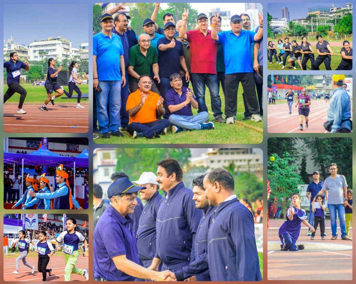HPCL's tweet photo. Sweat, Smiles, Some Tears brought together #HPites at All India Annual Sports Meet at Mumbai.
From our Employees to their Spouses &amp; Children and even our Leaders showcased exceptional skills, grit &amp; passion as emotions ran high during the annual sports extravaganza.
@HardeepSPuri https://t.co/PYFJYqY5p0
