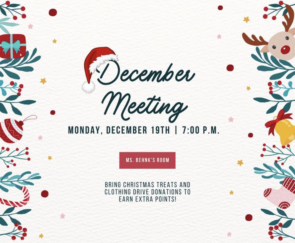 aurora_fbla's tweet photo. Join us tomorrow at seven in Ms. Behnk’s room for our December meeting! Celebrate Christmas with us while bringing treats and clothing drive donations to earn extra points! #auroranefbla #nebraskafbla https://t.co/qKHvTgyYKh