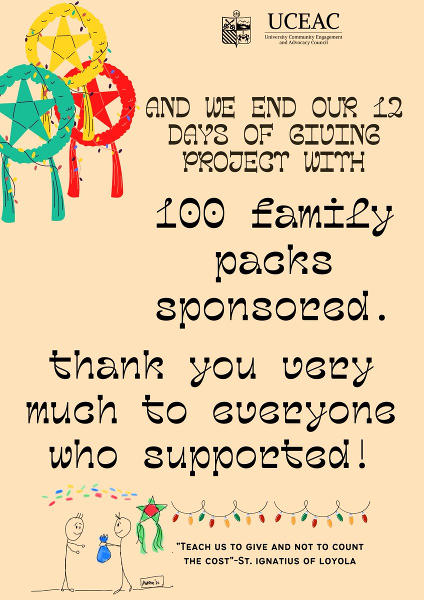 Our heartfelt thanks to all the sponsors who made 100 family packs available. 

God bless your generosity and may all your hearts desires be fulfilled.

Season's Greetings!