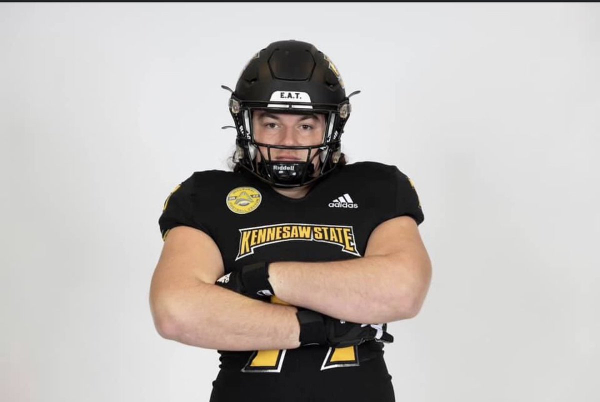 EthanNewman60's tweet photo. After a great OV I’m excited to say I’m committed to Kennesaw State University! Thank you to @BohannonBrian @Coach_Burks @CoachCookKSU @CoachChesnutKSU for the opportunity @NHSRaidersFB @Coach_Lee_Show @BLester1993 @PatBernadeau @PrepRedzoneFL @larryblustein @dowork_sports https://t.co/2TKZPVuePB