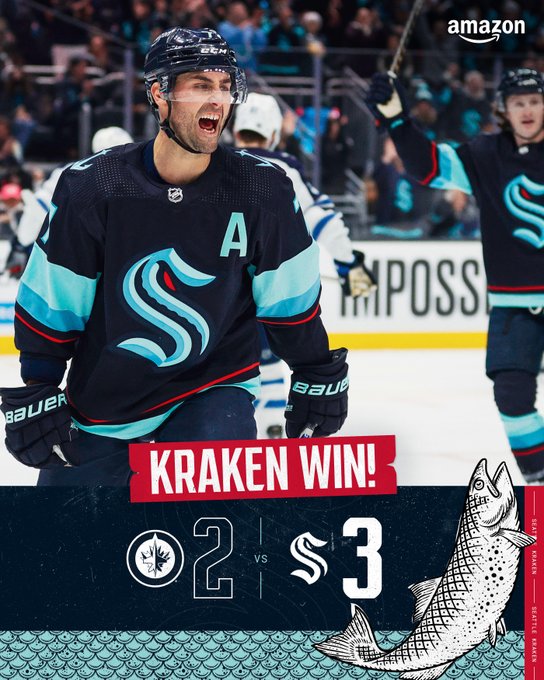 Eberle scores twice to lift Kraken over Red Wings 4-2