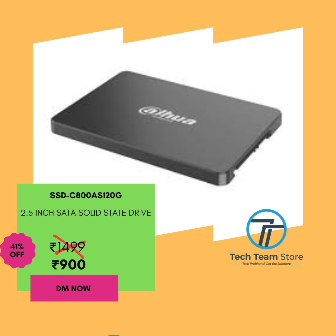 TTStoreCCTV's tweet photo. 🥳 😍 DAHUA 2.5 Inch SATA Solid State Drive ( SSD-C800AS120G)😍 🥳 

👉 Adopts high-quality wafer level chip

👉  Supports SATA 3.0 protocol with transmission speed up to 550 MB/s

👉 View information through S.M.A.R.T

 👉 Provides better read and write performance with TRIM and https://t.co/KTYHkvfQq7