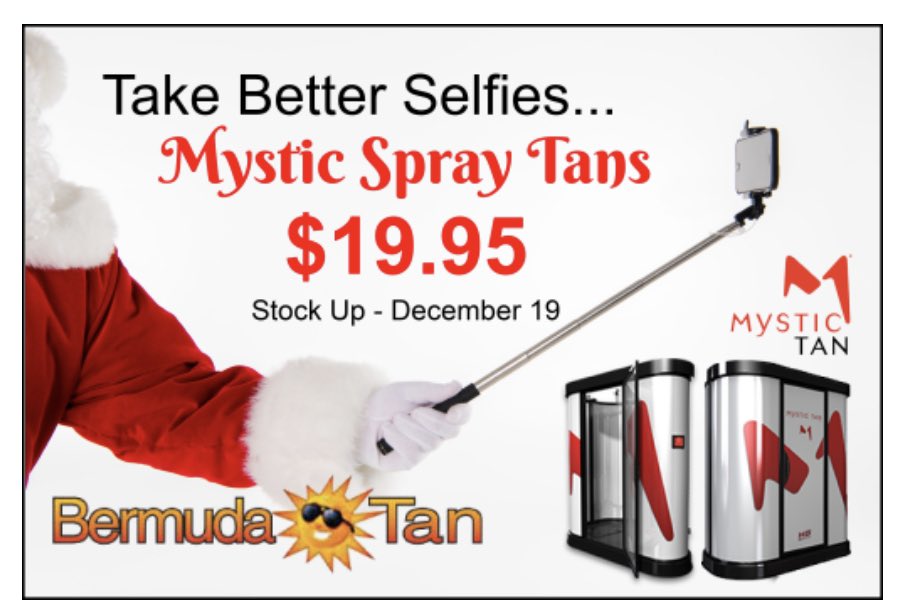 Day 6 of 12 Days of Christmas: Mystic Spray Tans $19.95. STOCK UP!!🎅🏼🎄. Call in with Credit Card 905-937-7877