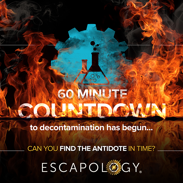 "WARNING. TS-51 VIRUS DETECTED. THIS FACILITY IS IN LOCKDOWN. DECONTAMINATION WILL OCCUR IN 59 MINUTES &amp; 30 SECONDS..."

Play Antidote Now: escapology.com/en/austin-tx