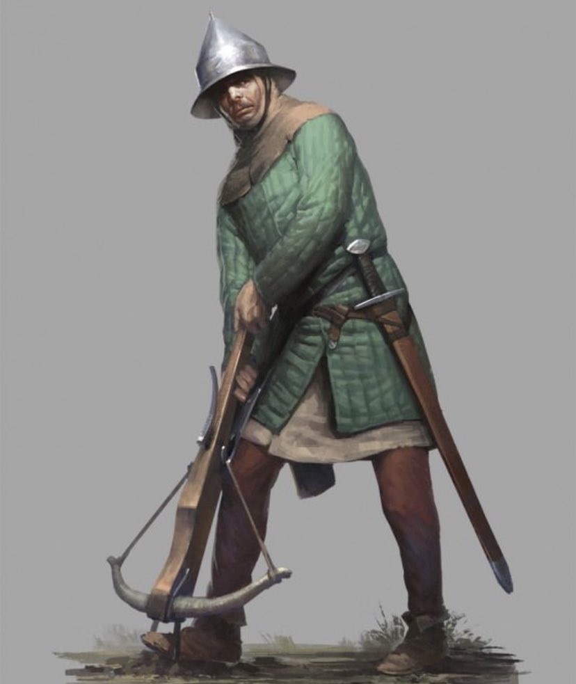 Yeetus__maximus's tweet photo. The invention of crossbows is so amusing to me. All of a sudden a weapon is introduced to the masses with the power to penetrate the best plate armour! On top of this it’s relatively cheap to make and quick to learn how to use effectively. https://t.co/h7cOTAsP3S