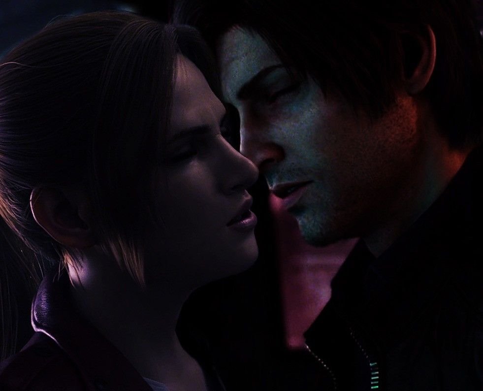 Leon x Claire Cleon kisses.