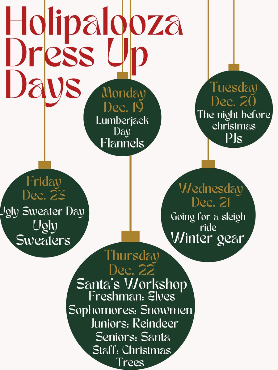 Remember to dress up tomorrow for the start of Holipalooza! Lumberjack day! And don’t forget to share your outfits to try and gain more points for your grade!! #raiderstrong