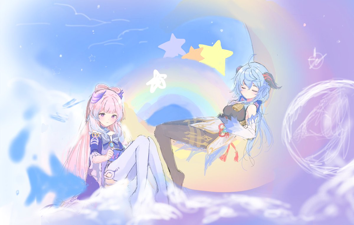 chilling!!! #ganyu #kokomi