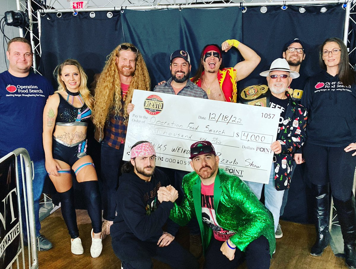 1057thePoint's tweet photo. Over $4,000 raised for @OPFoodSearch and The Point Holiday Food Drive! Big thanks to @WeAreGloryPro, our sponsors @DirtCheapChickn and @1stPhorm, and everyone who attended December To RizzMember 2 with the @rizzshow!!!
#DecemberToRizzmember https://t.co/wFRTVKdZr9