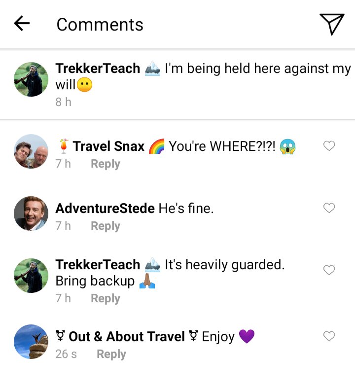Ed's IG. Comments section. Caption reads "I'm being held here against my will"
Lucius: you're WHERE
Stede: he's fine
Ed:it's heavily guarded. Bring backup
Olu and Jim: Enjoy 