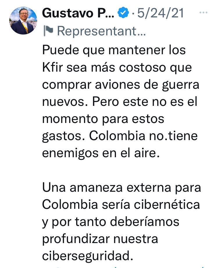 PCambioRadical's tweet photo. Es claro que cambiar la flota de aviones Kfir es urgente y es bueno que se haga. Pero es la cuspide de la hipocresía que Petro diga que “las esposas de los pilotos se lo agradecerán” (por lo peligroso que es volarlos) cuando él y todo su sector hizo todo para evitar que sucediera https://t.co/gxDGbMwuEm