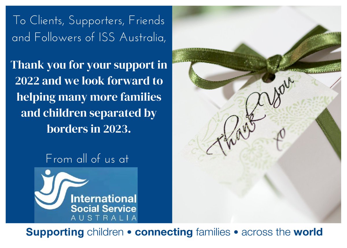 ISS Australia would like to thank all of our clients, supporters, friends and followers for their support this year. We also acknowledge the challenges that the festive season can bring, especially to those separated across borders. We close 5pm 23-12-2022 and reopen 9am 3-1-23.