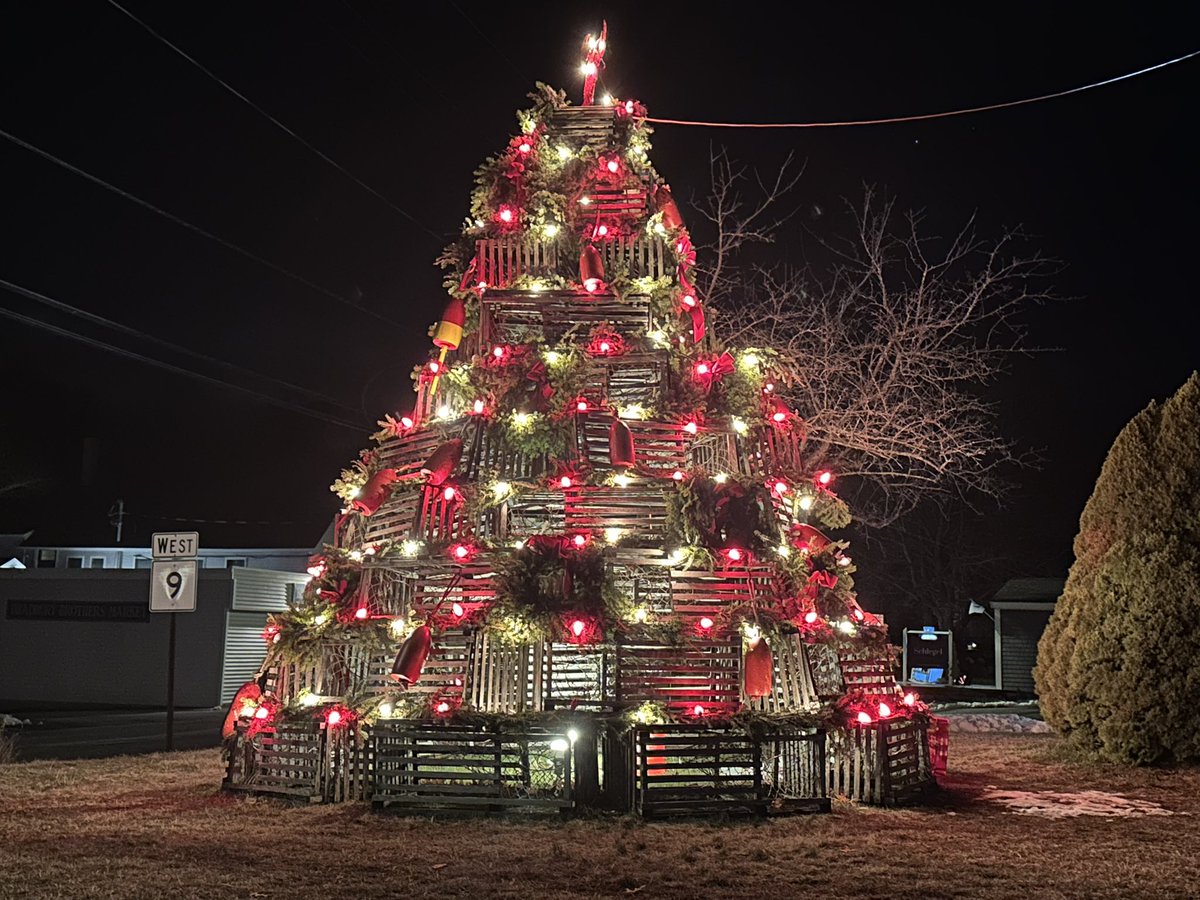 The beauty of #Maine during #Christmas … #Lobster trap tree, Cape Porpoise, Kennebunkport. #MaineLife 🦞🎄