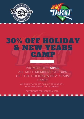 Get ready for the upcoming season over the holidays! You can call or register online @dbatsanorth