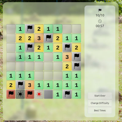 audaxland's tweet photo. Built a clone of the classical de-miner #game with #ReactJs and #tailwindcss. See on #github https://t.co/z33hm2W0KA or play live https://t.co/tZjLNJG7ge https://t.co/uKRpKtlPZT