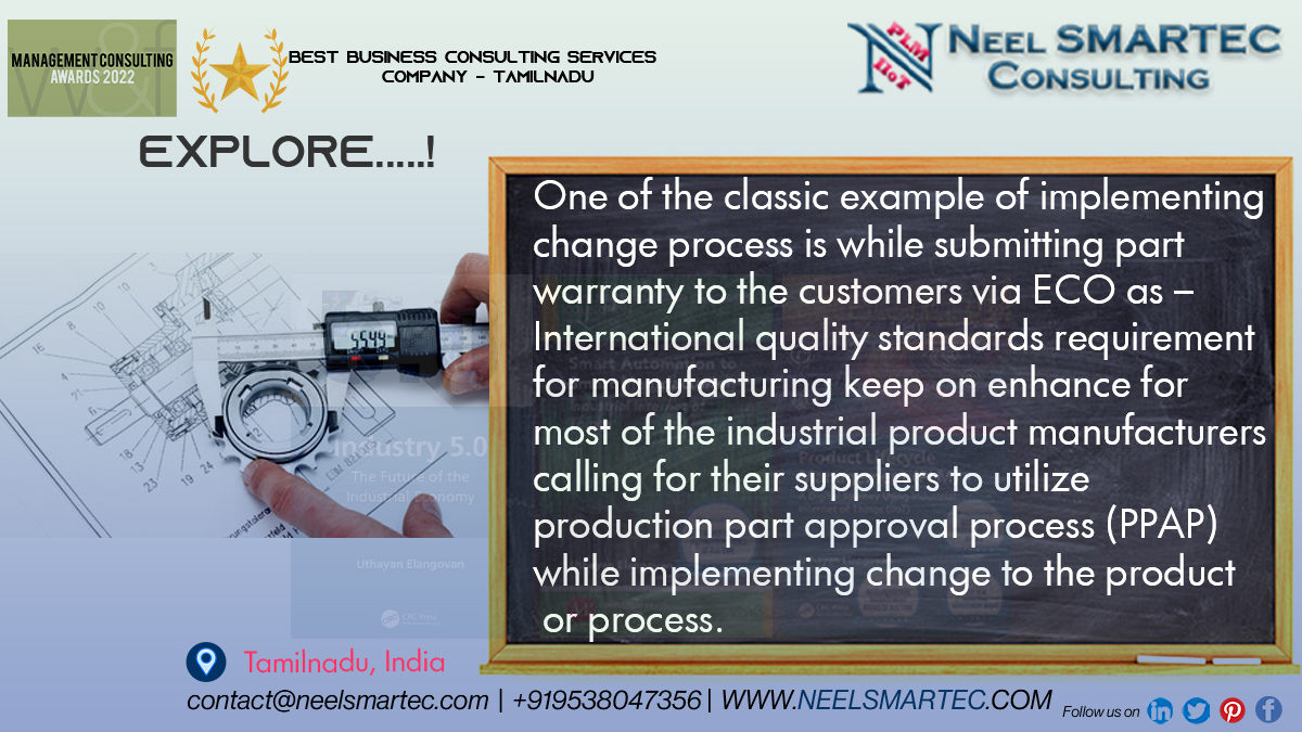 neuthayan's tweet photo. Attention #SMEs #Manufacturers! #Customer may request a #PPAP at any #time throughout the #life of a #product. Contact @NeelSmartec, #Tamilnadu #Cost #neelsmartec for #PLM #implementaion. #IoT #IIoT #ERP #CAD #ROI #ROV #ESG #value #PDM.
https://t.co/Bcl6b6PWwM https://t.co/4MWTVQRcnM