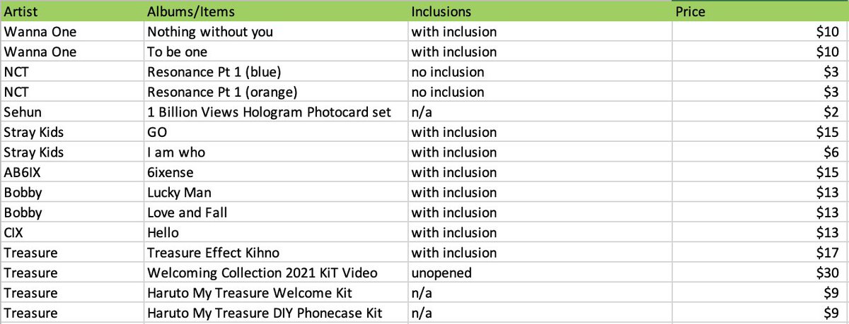 🎄HOLIDAY SALE🎄 [CAN/USA]

Various albums
💎 prices listed in CAD
💎 shipping available 
💎 pick up in Brampton
💎 albums w and w/o inclusions are listed
💎 DM us if you want to see the inclusions

#shannygos 
🏷️ kpop albums sell wts nct cix ab6ix ikon bobby straykids wanna one