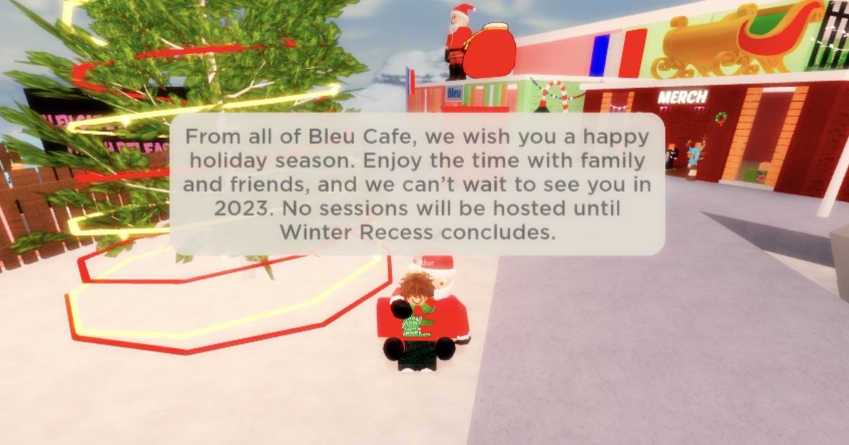 BleuCafeRBLX's tweet photo. Happy Holidays 🎄! Enjoy your break staff :)

#Christmas #XMAS2022 #Roblox https://t.co/7S0uJGxC2L