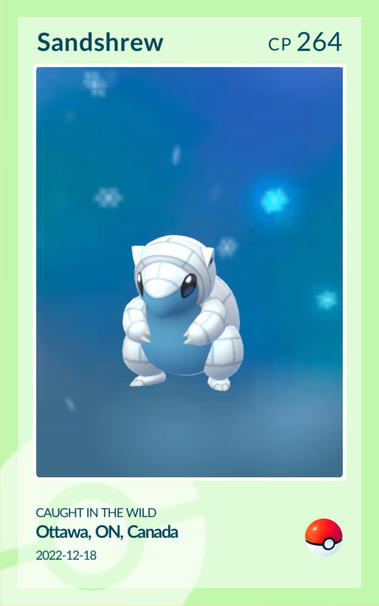 cloudycreator's tweet image. Wooop! Supa ice shiny Sandshrew! #pokemongo #communityday
