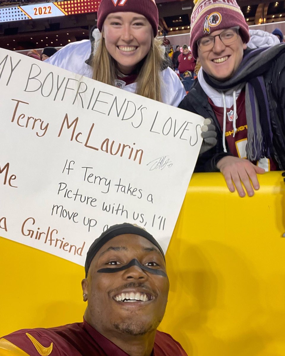 Hey <a href="/TheTerry_25/">Terry McLaurin</a> -thanks for making my girl’s day for her b-friend. They are LOVING the <a href="/Commanders/">Washington Commanders</a> game. #footballgirlfriend