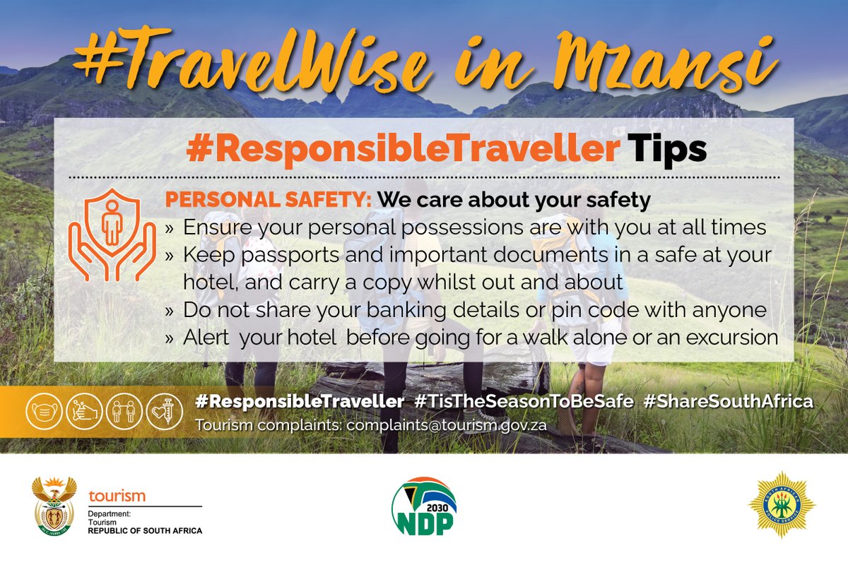 SAinMalaysia's tweet image. Please take note of these travel tips for your travels in South Africa.

#ResponsibleTraveller #TisTheSeasonToBeSafe #ShareSouthAfrica