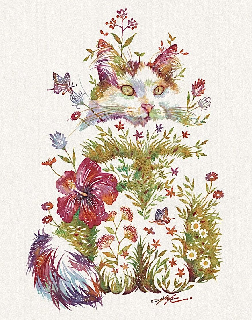 「モシャネコ#透明水彩 #猫 」|タケダヒロキのイラスト