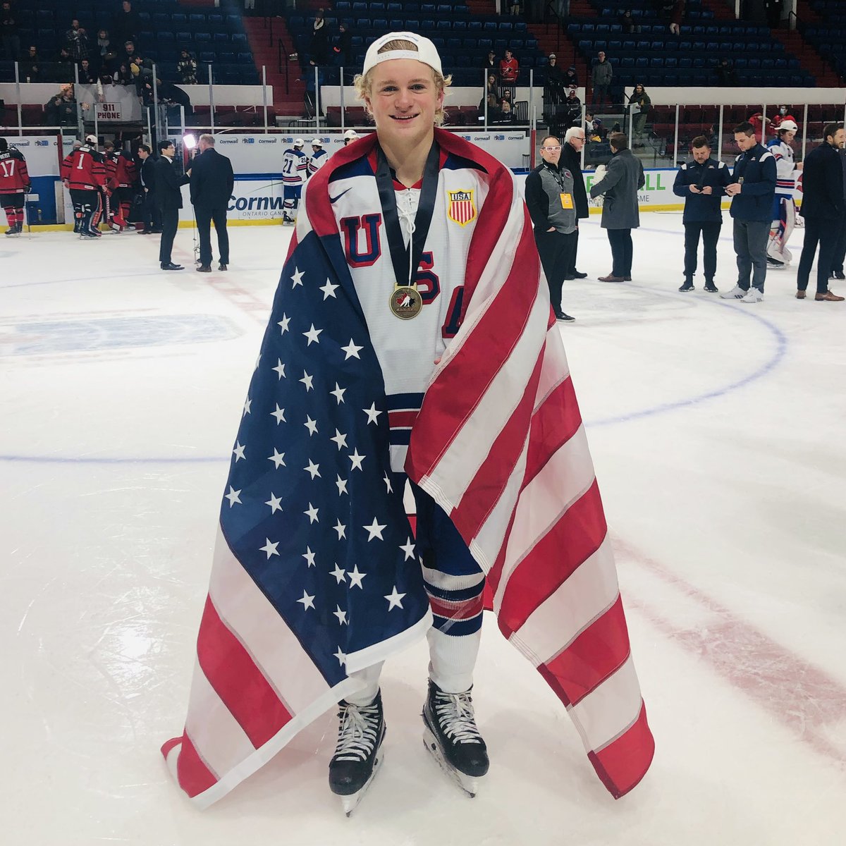 AAABlueJackets's tweet photo. Congratulations to @mcbrayer_nathan on bringing home the gold with Team USA at the World Jr. A Challenge! https://t.co/Qwnt7TU6lL