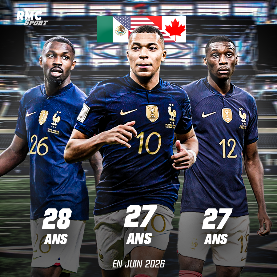 RMCsport's tweet photo. 🇫🇷 Et si notre Kyk's s'était trouvé ses lieutenants pour aller chercher la 3ème étoile en 2026 ? Imaginez ces 3-là avec quatre années de bouteille en plus ... https://t.co/r8Hzn8jnQP