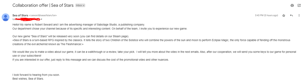 GameAnimeAddict's tweet photo. @seaofstarsgame Glad I did some research before responding. It looks like phishing scams might be ramping up again over a year later and they're trying to get smarter with the domain name. At least they brought to my attention this game and will probably be checking it out! https://t.co/jIl0ChYJEz
