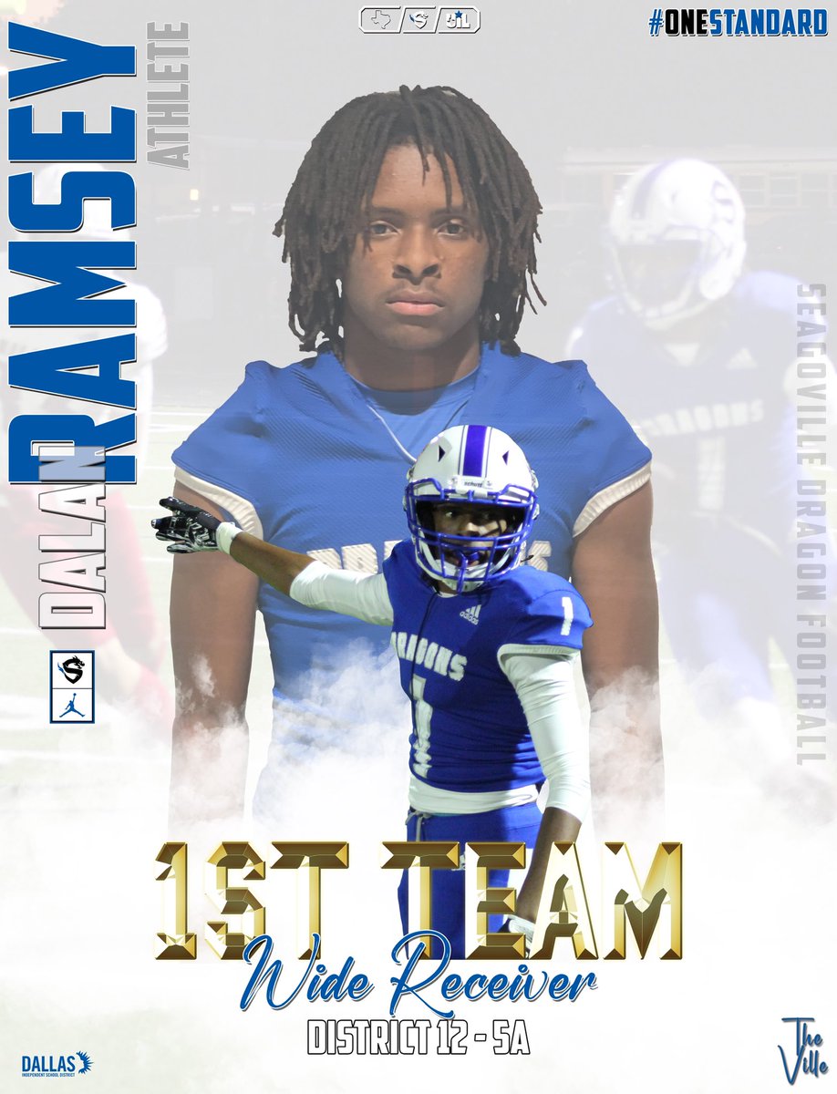 SeagovilleFB's tweet photo. Congratulations to our Senior WR @DalanRamsey for being voted 1st Team All-District in a loaded District 12-5A. Also a standout DB that can play either position at the next level!

Contact @McgillCoach or @Coachjdallen for recruiting information!

#OneStandard https://t.co/miWHUxMWIR