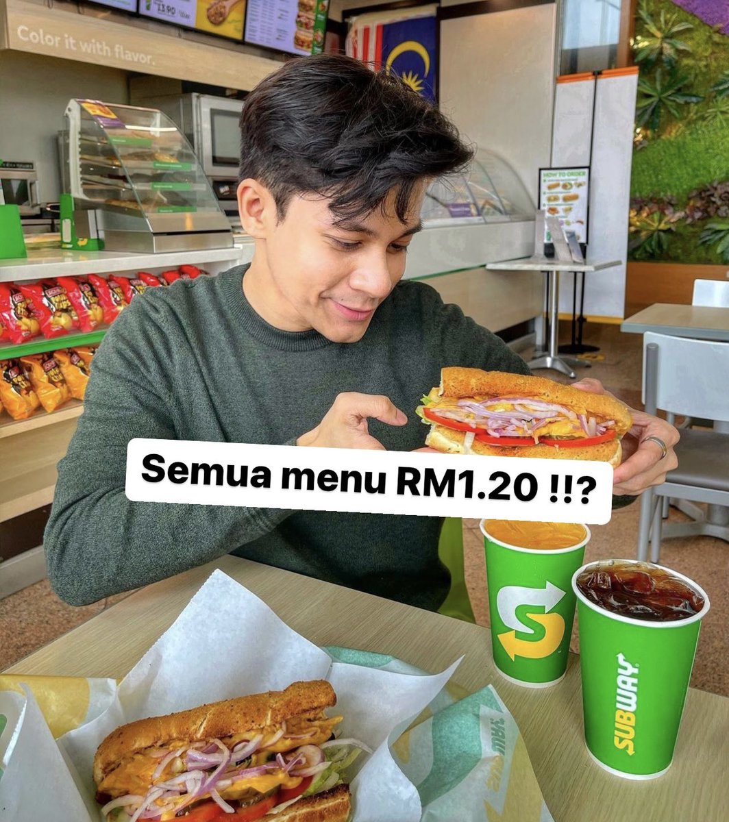 racunsanasini's tweet photo. Subway semua menu RM1.20 !!? Coklat cloud 9 pun lagi mahal weh!!

Ok jom min share cara nak dapatkan harga ni.
#Thread https://t.co/pPT0528vBL