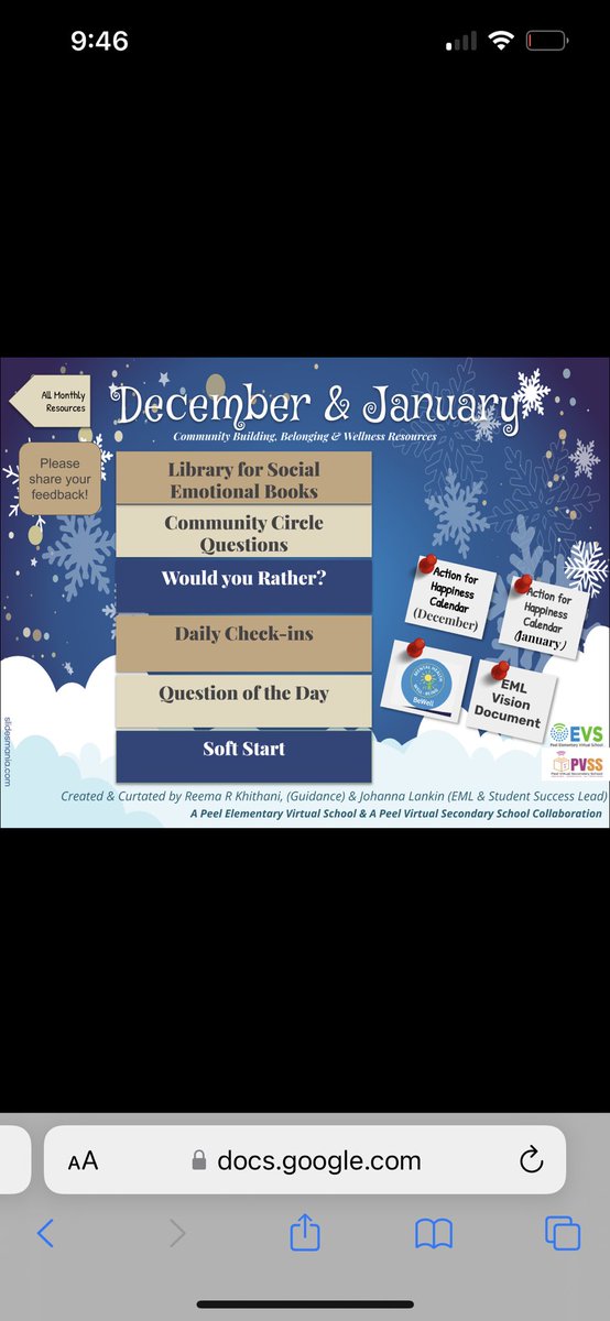 Check out the new community building, belonging and wellness resources for Dec/Jan! Lots of new stuff!! Bit.ly/VSCALENDARS