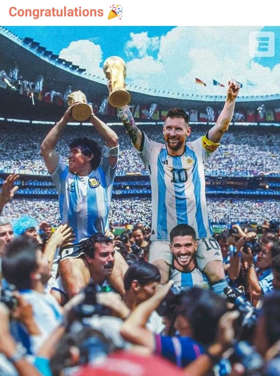 AmritaDhanai's tweet photo. *Team Argentina*
Magical Messi finally does it for Argentina!!!
Maradnona did it in 1986 and Messi does it in 2022.
*CONCLUSION*
If the team has flaws,
REPLACE
And
If the team has warriors, RETAIN
#FIFAWorldCup2022 #Messi #iInspire #FIFAWC2022
#team_efforts #team_management https://t.co/82MqVeUR4r