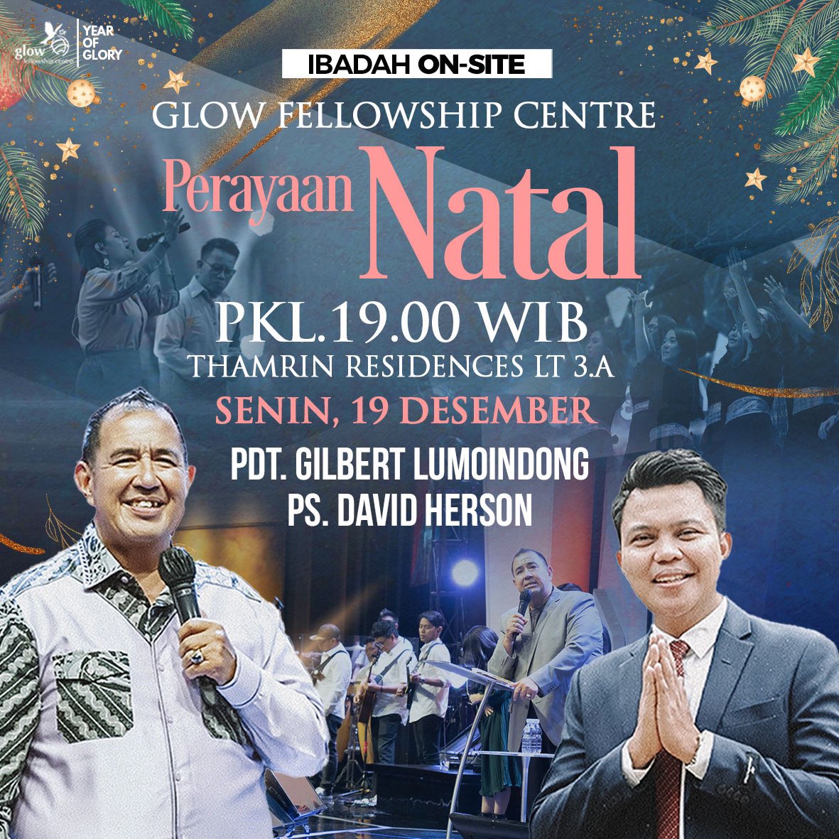 Malam ini 
Senin 19 Desember Jam 19 wib
Perayaan Natal 6 days to Christmas 

Dilayani oleh
Pdt.Gilbert Lumoindong
PS.David Herson

Datang dan rayakan damai natal bersama kami