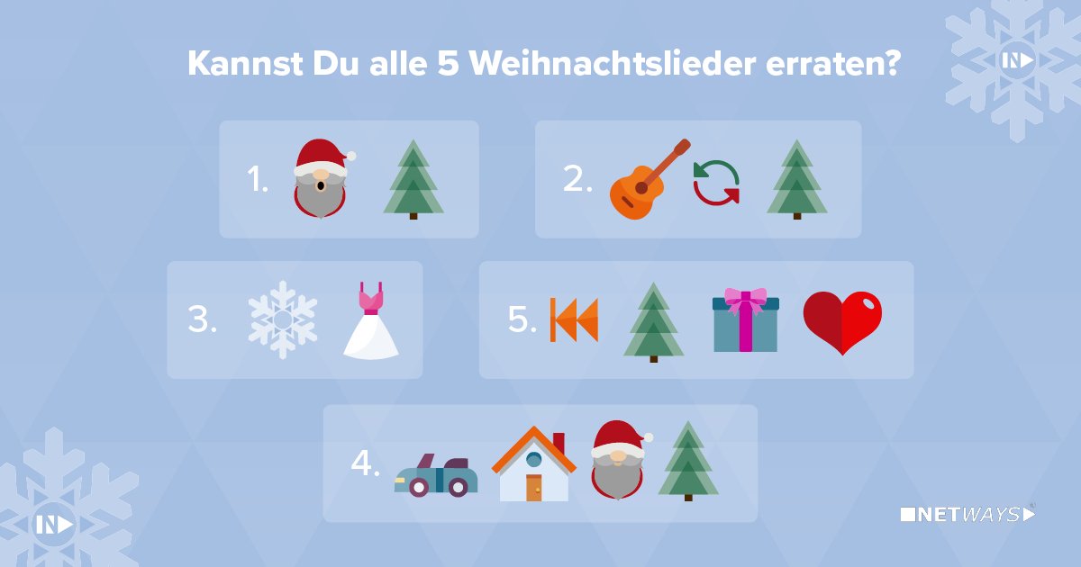 Ein letztes Rätsel haben wir noch für Euch! 🎁🎄
Sende uns – wie gewohnt – Deine Antwort bis heute Abend an marketing@netways.de.
Ist sie richtig, landest Du im Lostopf.
Zum Gewinnen gibt‘s unsere letzte persönliche Weihnachtskarte 💌, sowie einige unserer Goodies!
Mach mit! 🍀