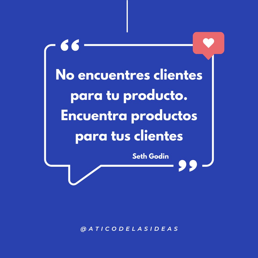 "No encuentres clientes para tu producto. Encuentra productos para tus clientes." (Seth Godin) 🙃

#MarketingDigital #MarketingZaragoza #MarketingOnlineZaragoza #DiseñoWeb #RRSS #RedesSociales #SEO #SEM #Web #Zaragoza #Anuncios #Publicidad #Redessociales
