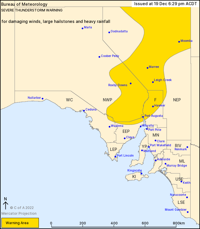 EWNAlerts's tweet photo. SA Severe Thunderstorm Warning: Large Hail, Damaging Winds, Heavy Rain. Port Augusta, Roxby Downs, Leigh Creek, Moomba, Hawker and Woomera. #thunderstorm #ewnalerts #SA #hail #wind #flood #sastorm #sawx https://t.co/JRFH5tL5VE https://t.co/aa8eIJ2Ls2