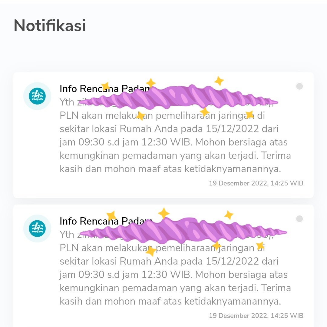Zihnii's tweet photo. Terima kasih @pln_123 notifikasinya 4 hari setelah pemadaman.. sinyalnya pending ya ? 😁 https://t.co/muv5KzYDYx