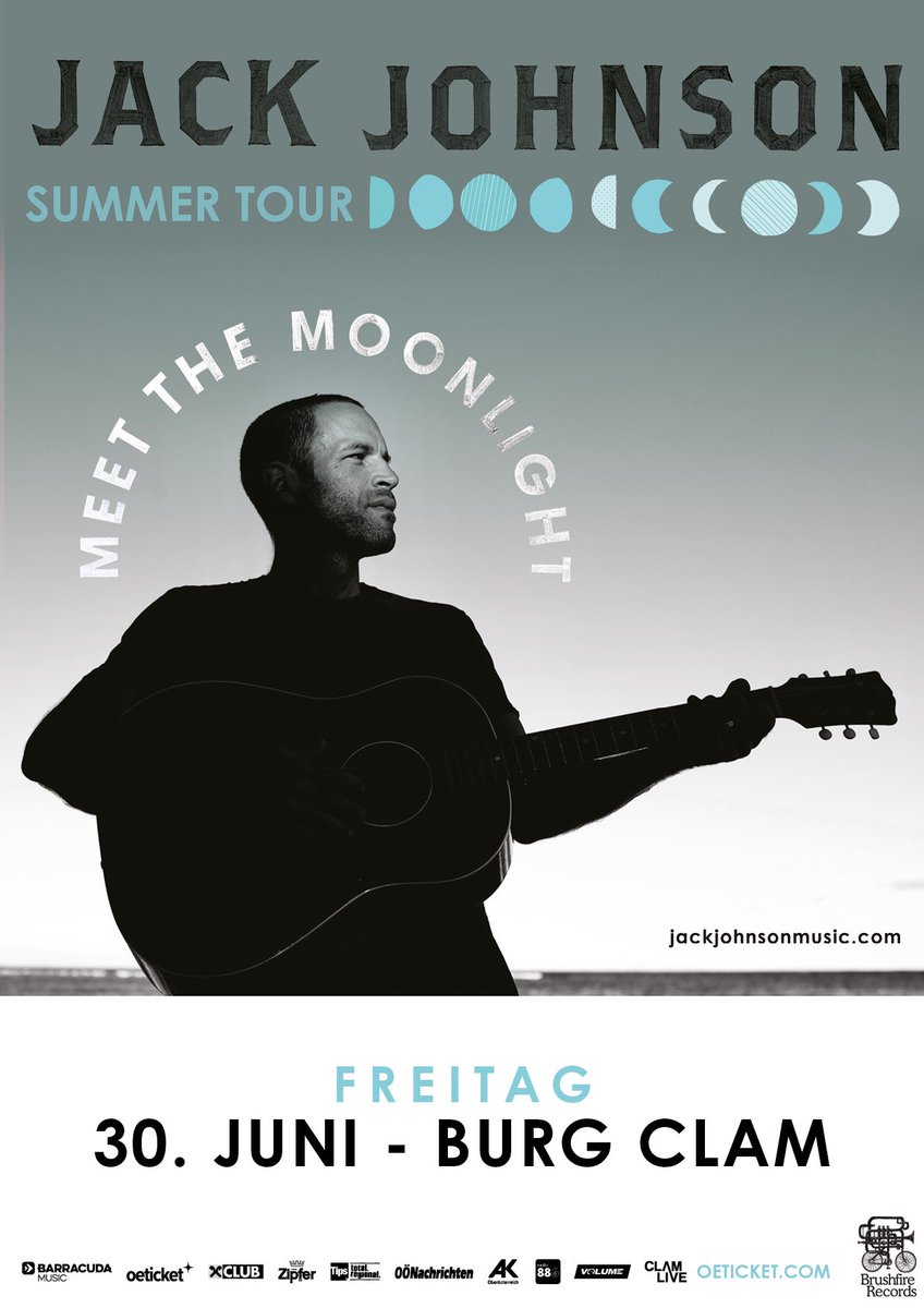 jackjohnson's tweet photo. For the first time since 2018 Jack will be returning to Austria and will play a show at the renowned Clam Castle on June 30th as part of the Meet The Moonlight World Tour. The onsale kicks off tomorrow at 10am local time. Check the link bio for details. https://t.co/Tk2M6Ua2Io https://t.co/C7ApDfJI3H