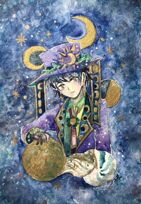 #アナログ絵 がトレンド入りと聞いたので参加!一枚絵は筆や絵の具を使ったアナログがやっぱり大好きです。 