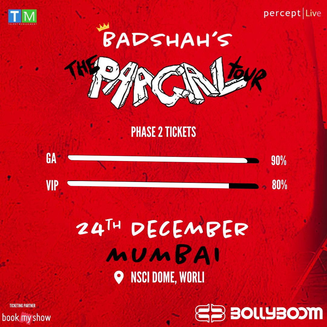 Badboy fans are absolutely rocking it! Get your passes right now for Badshah's Paagal India Tour before they are
SOLD OUT. <a href="/Its_Badshah/">BADSHAH</a> 
.
.
#PaagalONTOur #Paagaltour #paagalconcert #paagalindiatour #badshah #percept #bollyboomindia