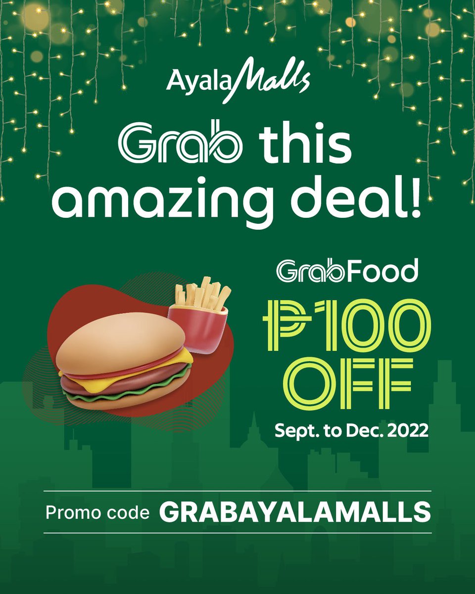 awesamrecosph's tweet photo. Get up to P100 off your GrabFood orders when you use the code GRABAYALAMALLS π€©
Order here: https://t.co/5CH70N3xrK
Valid until December 31, 2022 only!
T&C's apply π
@grabph #grabfood #grabfoodpromo #grabfoodvouchers https://t.co/kSODMiXVDr