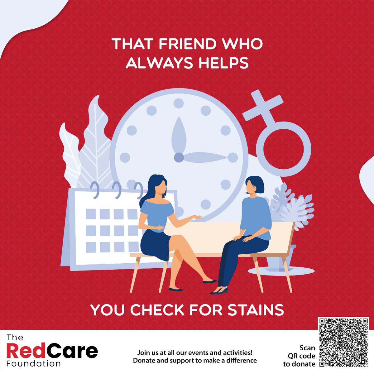 That friend who always helps!
.
#theredcarefoundation #menstruationmatters #periodproblems #womenshealth #menstrualhealth #health #bleeding #periods #friendship