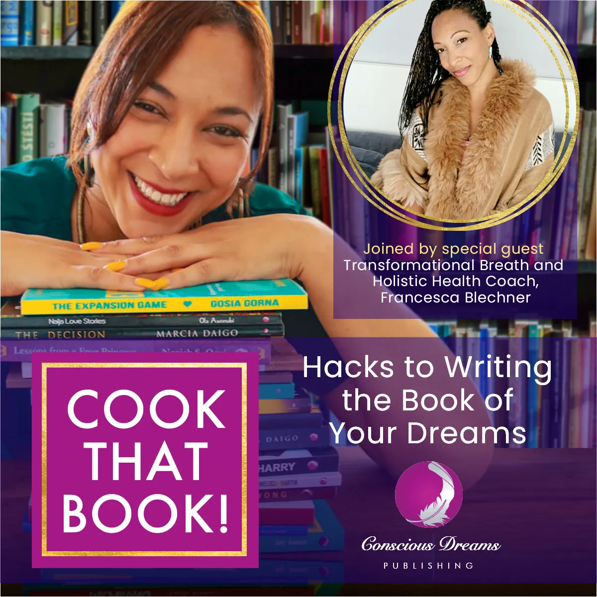DreamsConscious's tweet photo. I'm excited to announce I'm kickstarting 2023 with a free webinar 'Cook That Book: Hacks to Writing the Book of Your Dreams' alongside my sister, Holistic Health Coach Francesca Blechner You can also findour more about our Feb Writer's Retreat too!
Book at https://t.co/fuEEBCcqVN https://t.co/xpeWzVsdnj