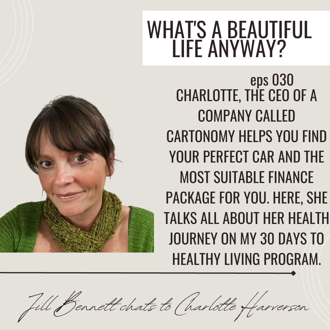Episode 30 of “What’s a Beautiful Life Anyway?” is live.  Charlotte Harverson, a car manifestor, talks about her health journey with my 30 Days to Healthy Living Program.
Listen on all the usual platforms or here: buzzsprout.com/1929948/118958…
or here: youtu.be/_8j2zny9s2g