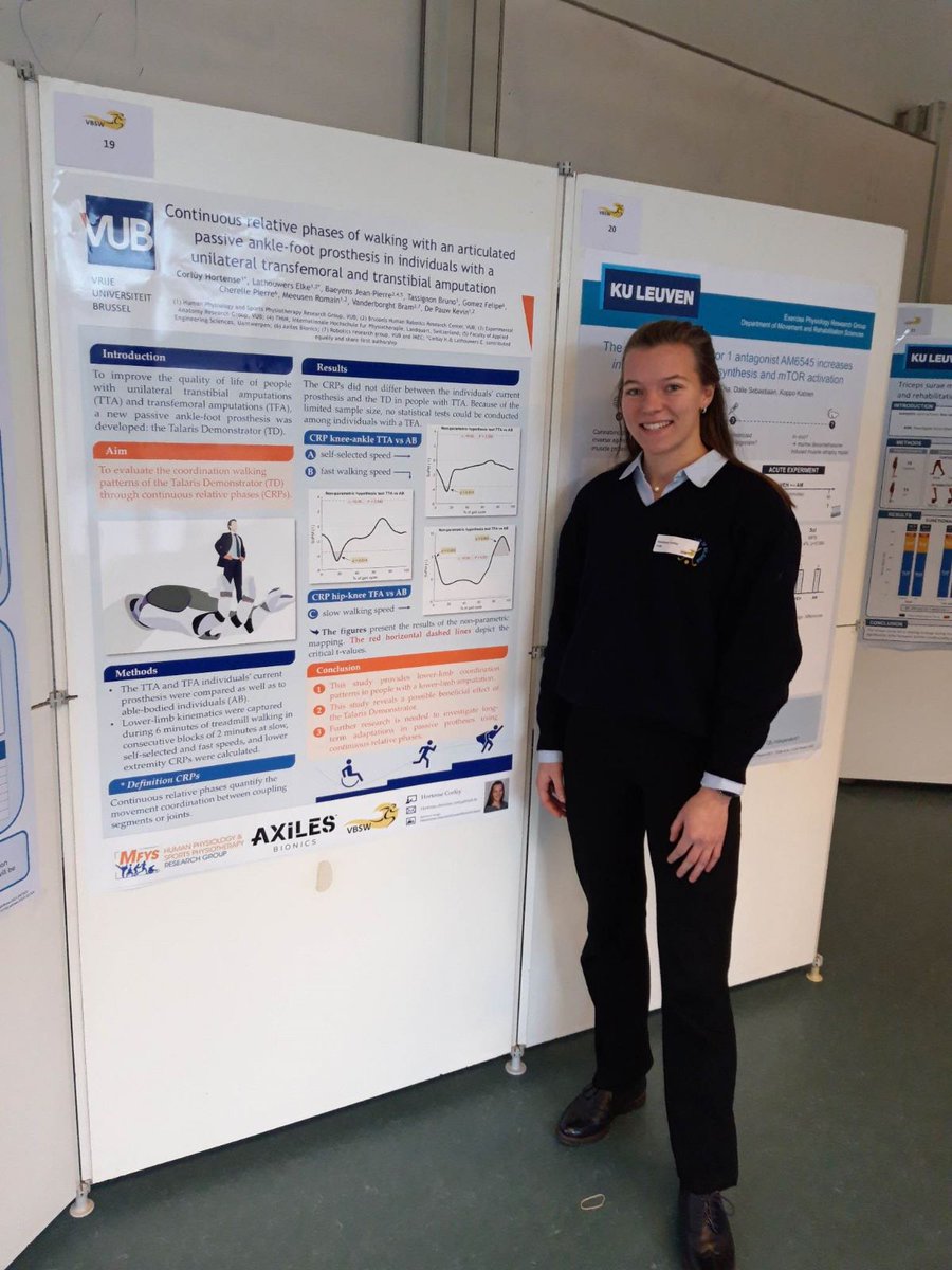 MFYS - Human Physiology & Sports Physiotherapy (@mfys_vub) on Twitter photo Last friday, two of our Honours College students made their congres debut at the 27th edition of #VBSW! 
Emilie Schampeleer presented a poster on energy cost and step frequency while Hortense Corluy shared some findings in the field of prostheses.
Congratulations to both 👏 Last friday, two of our Honours College students made their congres debut at the 27th edition of #VBSW! 
Emilie Schampeleer presented a poster on energy cost and step frequency while Hortense Corluy shared some findings in the field of prostheses.
Congratulations to both 👏