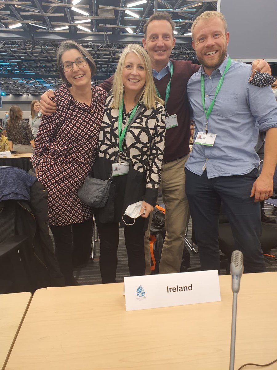 Diehard Irish delegation ready for the final furlong. 11pm plenary. 🤞 #COP15 #nature positive